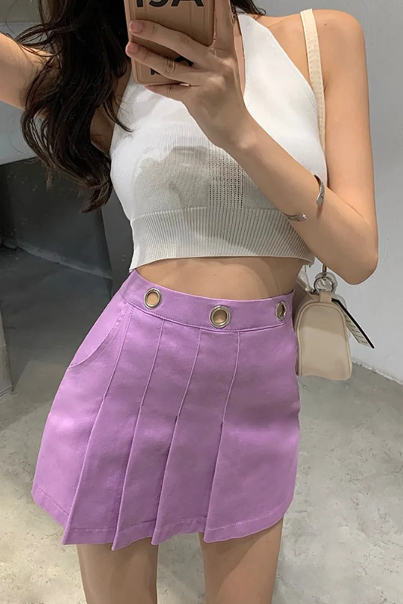 

Irregular design sense pleated skirt women's summer 2021 new hakama skirt high waist a-line skirt