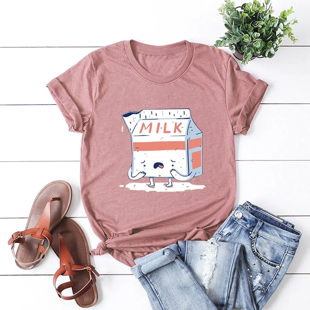 Новая летняя рубашка для женщин с круглым вырезом и коротким рукавом блузка