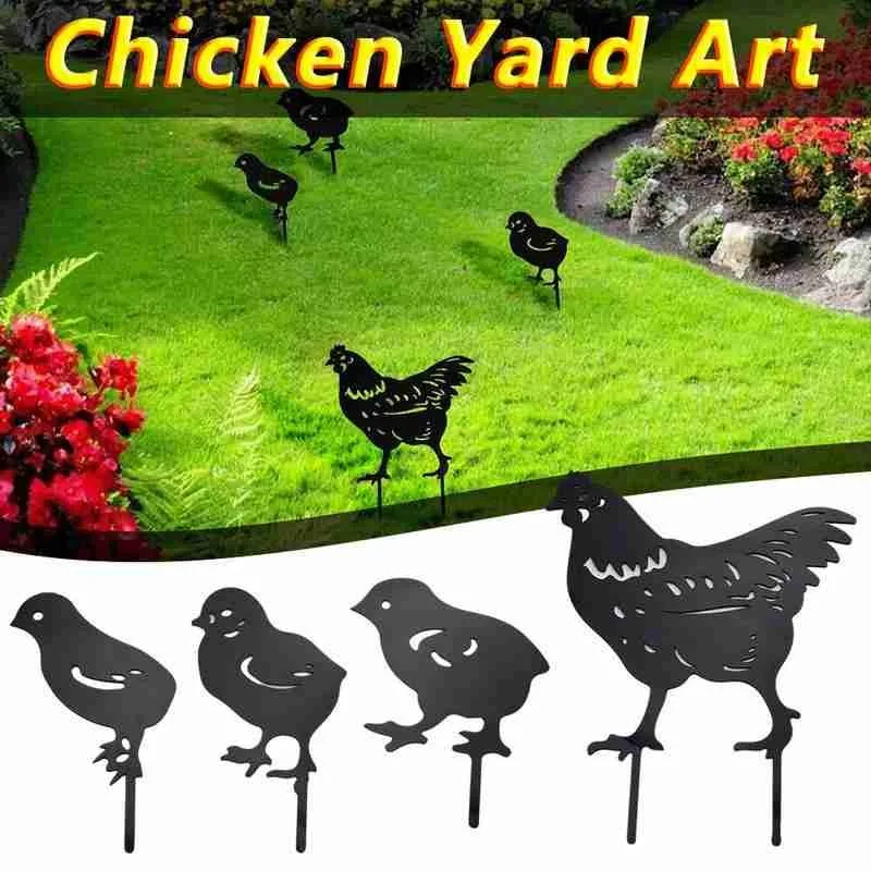 

Hen And Chicken Stakes Acrylic Animal Stakes Garden Silhouette Yard Art For Party Festival Decor Gifts Set Garden Decoration