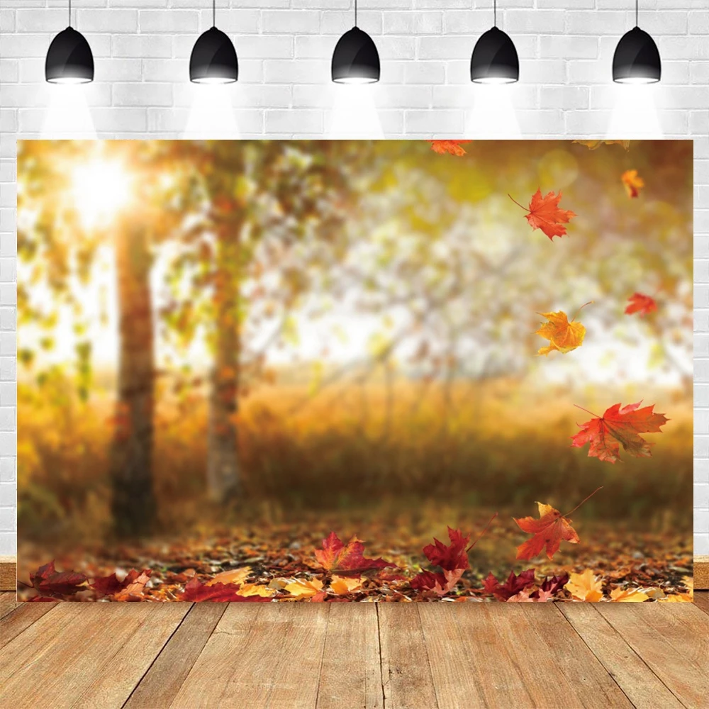 

Yeele Fall Background Virtual Scene Photography Forest Fallen Maple Leaves Autumn Backdrop Photocall Photo Studio Photophone