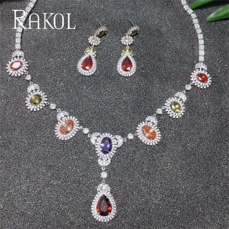 Набор ювелирных изделий для женщин RAKOL RS2099 роскошный каплевидный и Овальный цвет