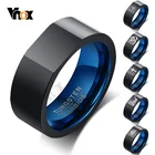 Мужское вольфрамовое кольцо Vnox, черное кольцо с гравировкой в виде дерева, квадратной формы, 8 мм