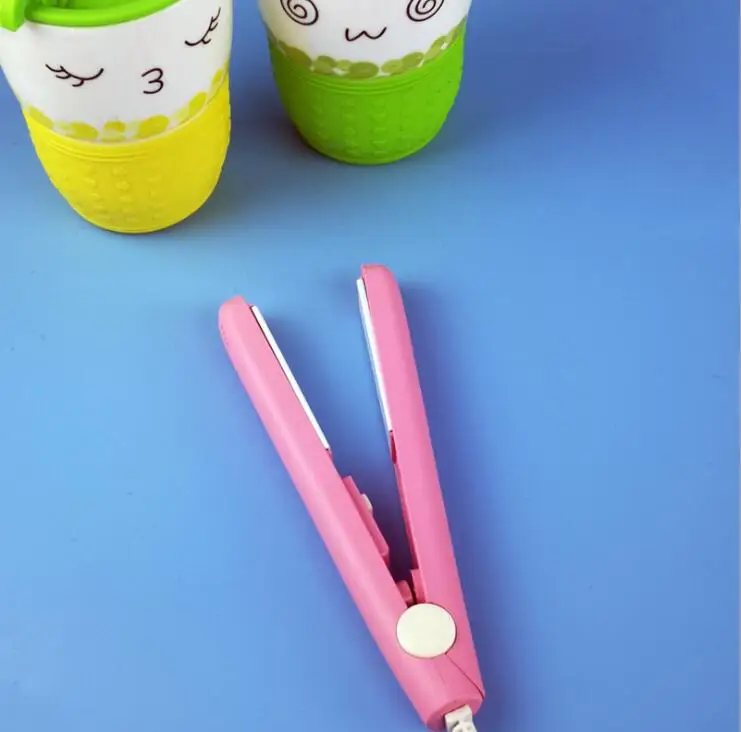 Мини-выпрямитель для волос Розовый Керамический выпрямитель гофрированная