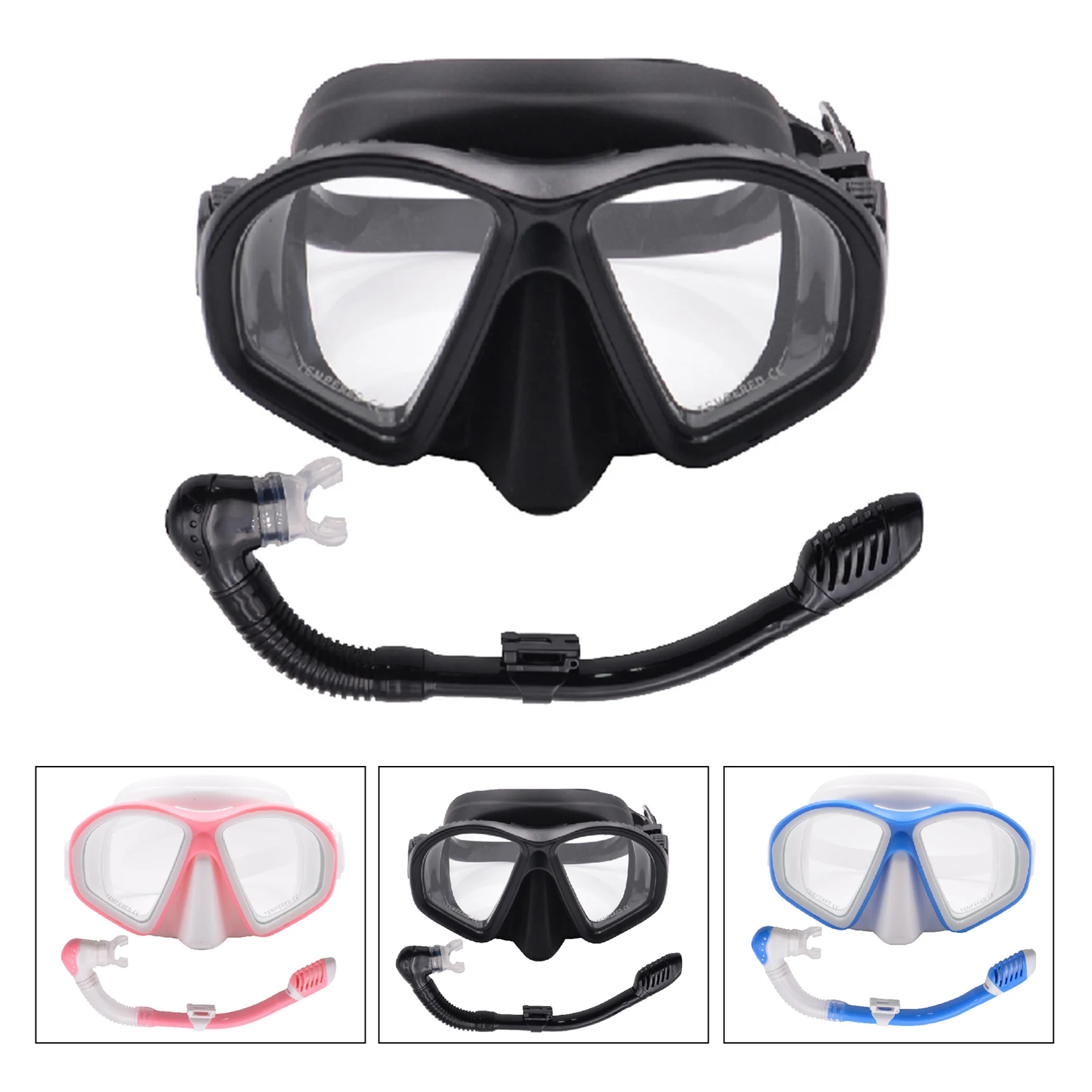 

2021 New Diving Mask Snorkel Set Anti-Fog HD Tempered Glass Diving Supplies For Men Women Adjustable Swimming Goggles 5.9 X3.54"