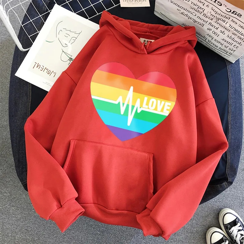

LGBT Spring Autumn Harajuku Women's Sweatshirt Hooded Long Sleeve Hoodies Women Dinosaur Printed Fleece Hoody Pullover Sweat