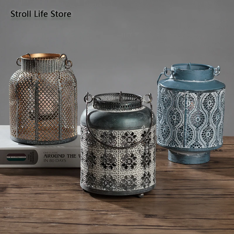 Скандинавский старый ретро подсвечник металлический геометрический креативный