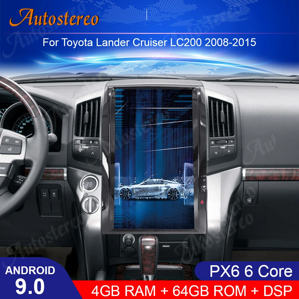 Android 9 128 + 4 Гб 16 дюймов Tesla style Автомобильный GPS навигатор для TOYOTA LAND CRUISER LC200 2008-15