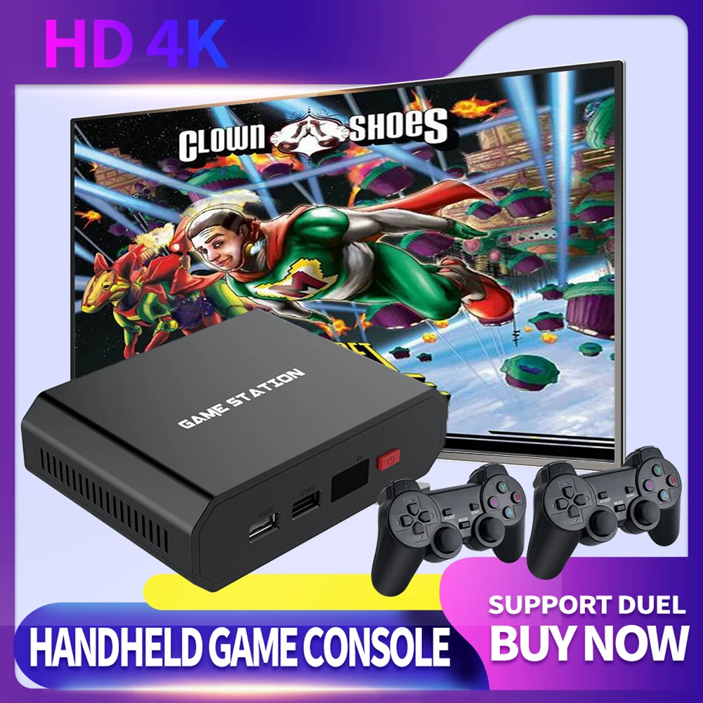 

Консоль игровая HDMI + 2,4 ГГц, два беспроводных контроллера, ТВ 10000