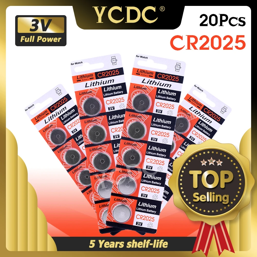 

YCDC 2021 New 20x High Capacity CR2025 Button Lithium Li Ion Batteries BR2025 DL2025 KCR2025 2025 3V Volt Li-ion Watch Battery