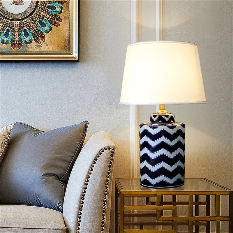 Керамические настольные лампы AOSONG роскошные медные тканевые для дома гостиной