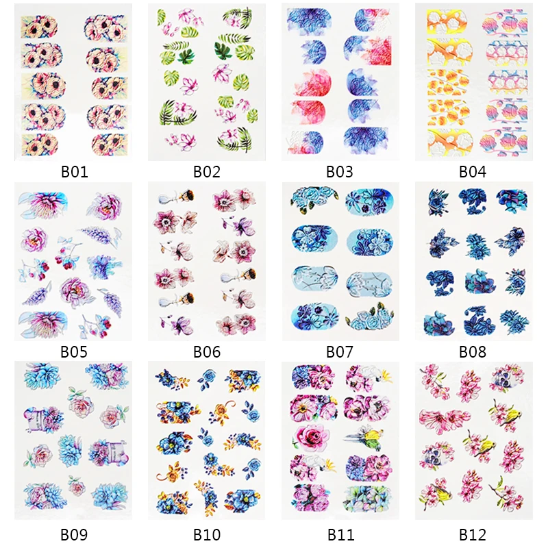 3D наклейки для дизайна ногтей акриловые гравированные Цветочные листья