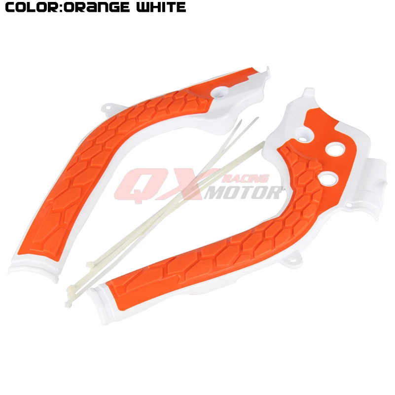 WHITE ORANGE Мотоциклетная X-Grip рамка Защитная крышка для Husqvarna TE FE FC 125 250 300 350 450 MX Мотокросс - Цвет: WHITE ORANGE
