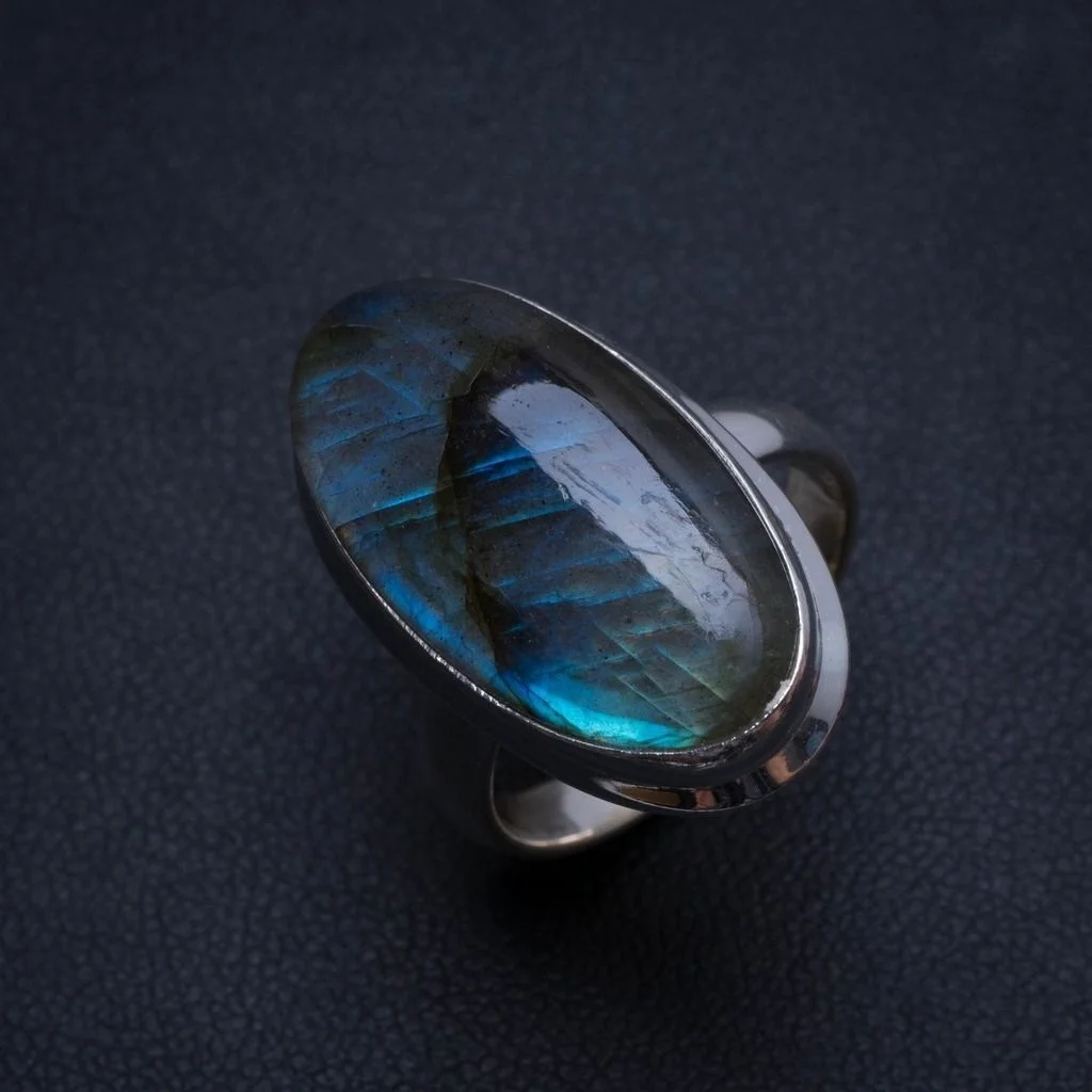 Винтажное серебряное кольцо ручной работы с натуральным Синим огнем и