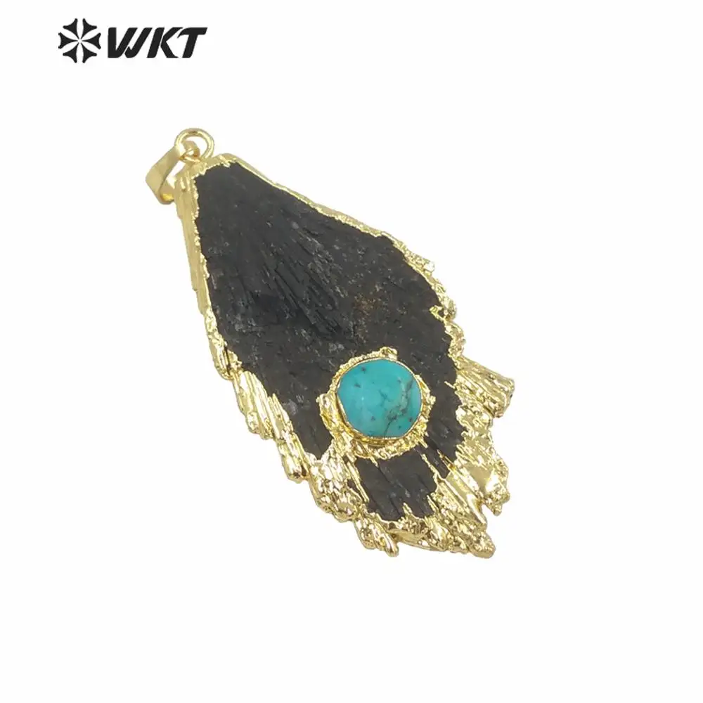 Женская подвеска с черным турмалином и зеленым оформлением | Украшения