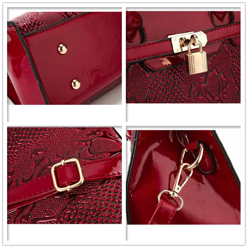Женские сумочки из лакированной кожи с замком вечерние мессенджеры сумка через