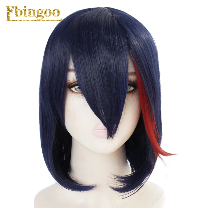 Ebingoo Hair cap+ Kill La Kill Ryuko Matoi короткий натуральный прямой Темно-синий микс красный синтетический костюм косплей парик на Хэллоуин