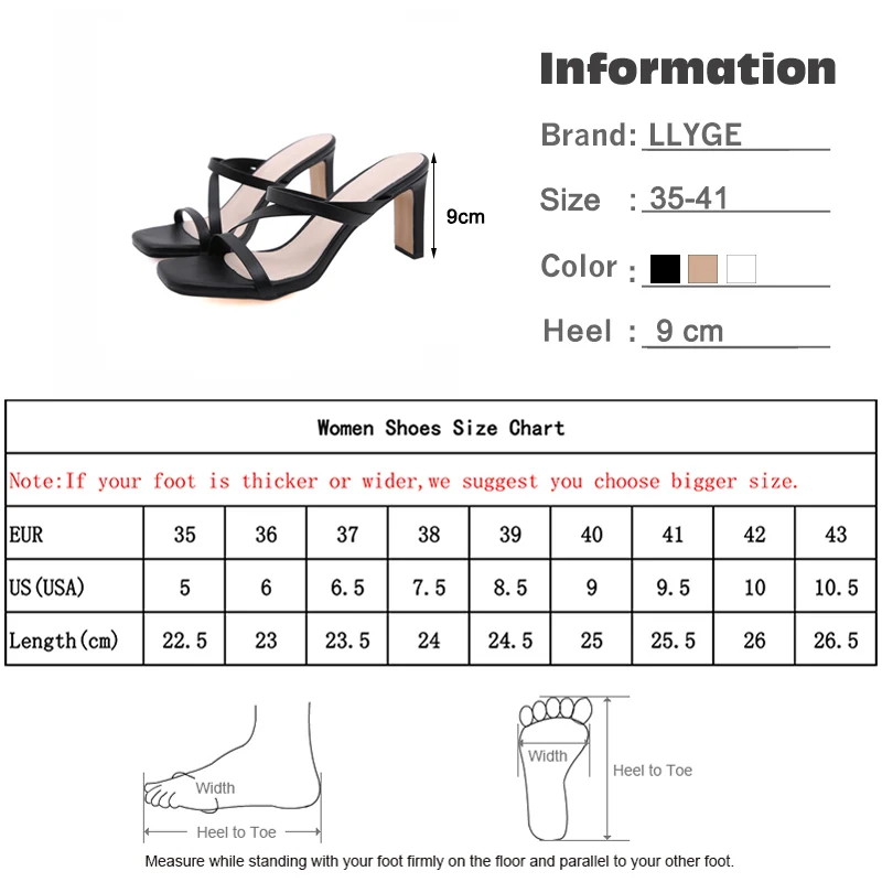 

Slides Summer 2020 Women Slippers High Heels Female Sandals Pu Leather Outdoor Square Toe Elegant Office Ladies Fashion Shoes