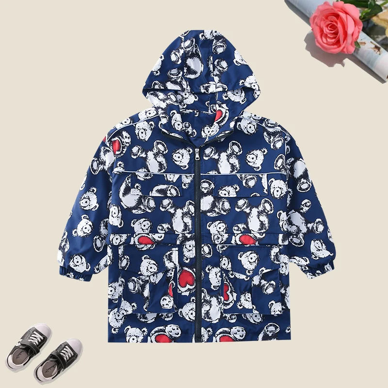 

Fashion Girls Hooded Coats New Spring Kids Jackets for Girls Cartoon Autumn Children Clothing for 6 8 10 12 14 Years 2021