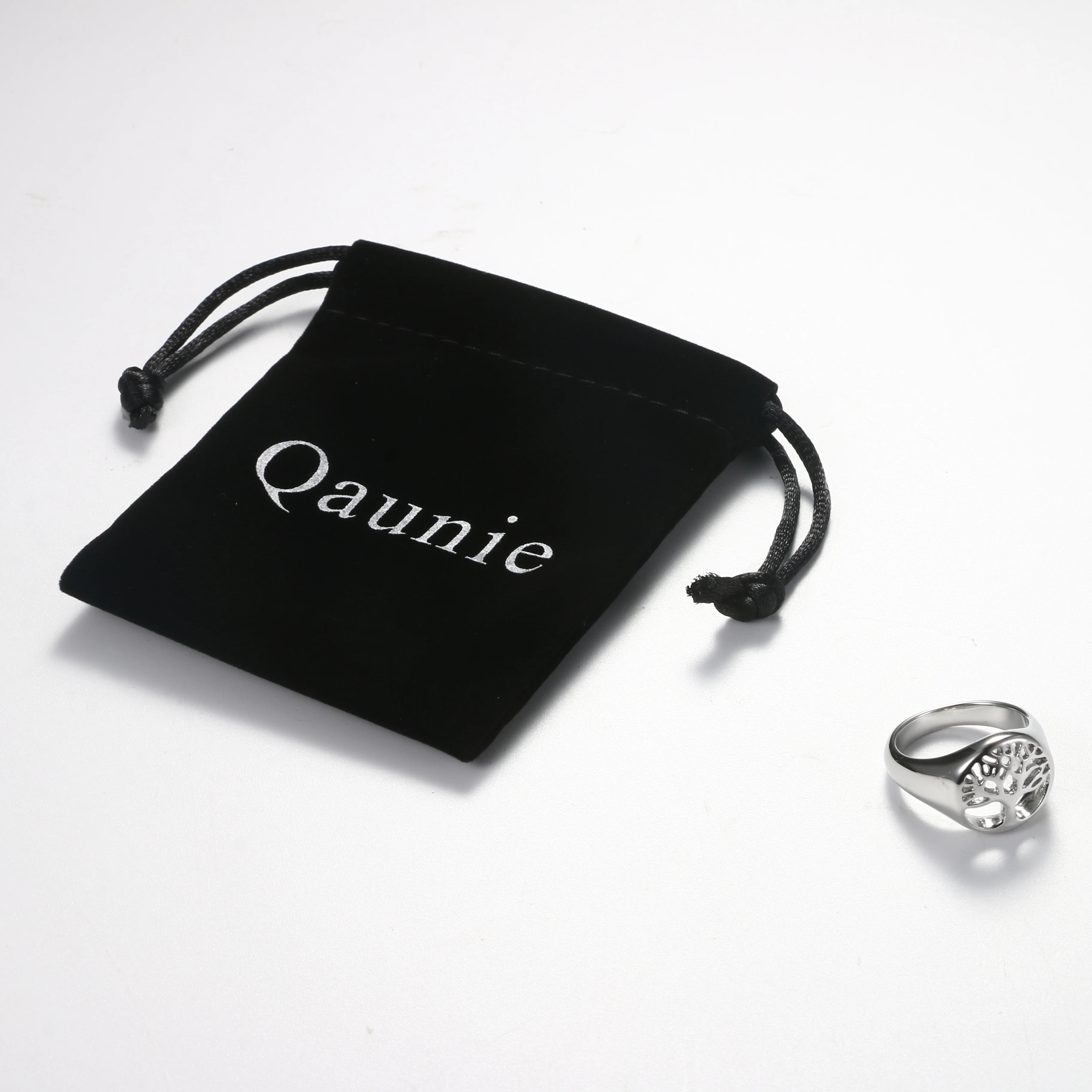 Qaunie серебро Цвет Нержавеющая сталь Древо жизни кольцо Классические мужские в