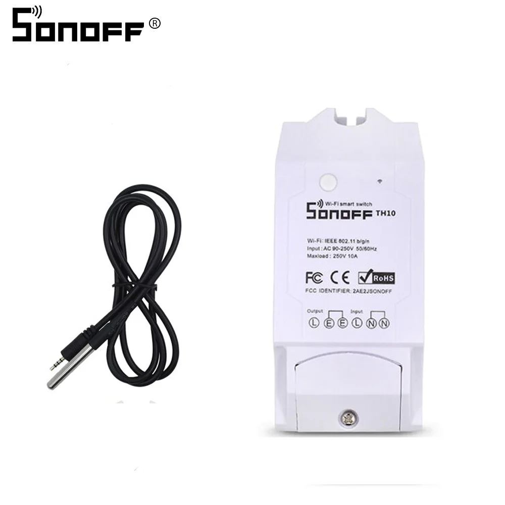 th10 with ds18b20 SONOFF TH10/TH16 DS18B20/SI7021/Al560 Температурный датчик влажности удлинитель Кабель для монитора Беспроводной Wi-Fi дистанционный переключатель освещения Alexa - Комплект: th10 with ds18b20