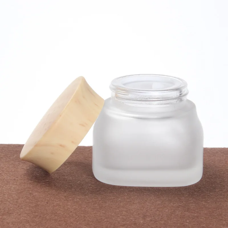 

Square Frosted Glass Cream Bottle 50g Facial Mask Bottle Cosmetic Glass Cream Bottle Packaging Sub-bottle