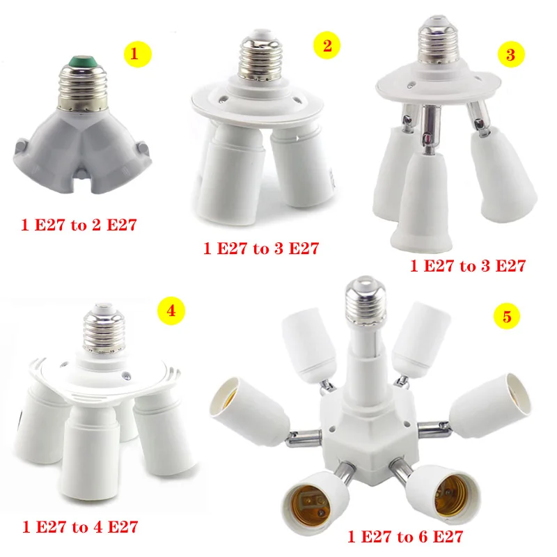 

E27 Socket to 3 4 6 E27 Adapter Bulb Lamp Holder Converters E27 Base Socket Splitter LED Light Holder Smart Lighting Accessories