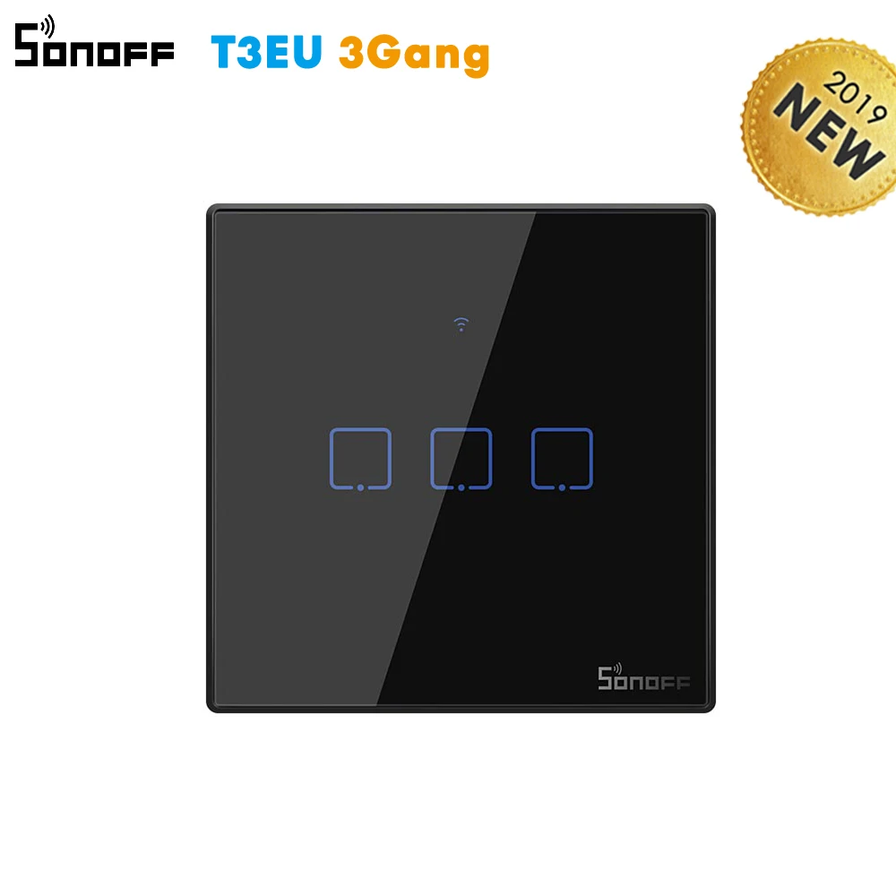 Sonoff WiFi стены сенсорный выключатель T1 ЕС 1 2 Gang Стекло настенный светильник переключатель Ewelink приложение Поддержка Alexa Google дома - Комплект: T3-EU-3G