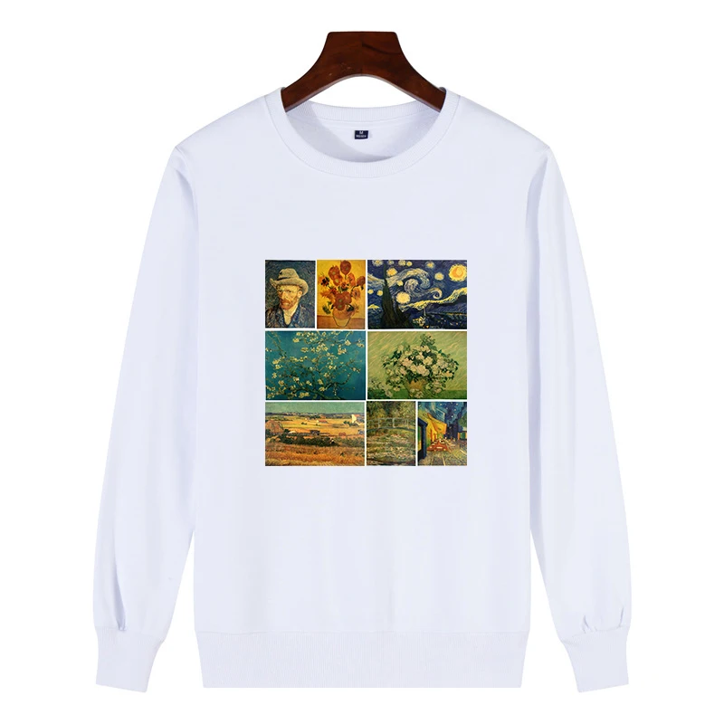 9321 White Kpop модные толстовки Van Gogh Art масляная краска Harajuku Michelangelo Ulzzang винтажная Толстовка с длинным рукавом Женская негабаритная Толстовка - Цвет: 9321 White