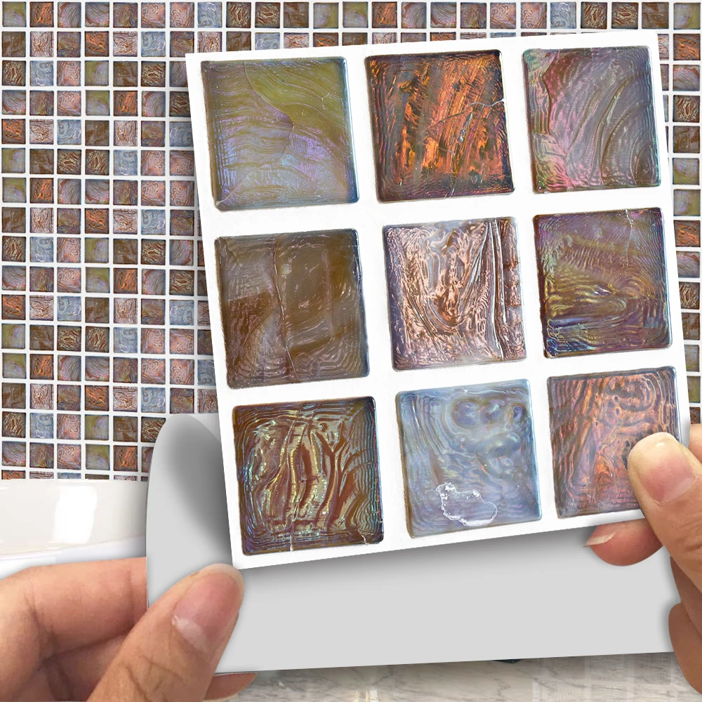

Brown Shell Mosaic Tiles Marble Stickers For Bathroom, Kitchen, Waterproof Art, Murals, Ethylene, Wallpaper MTS017