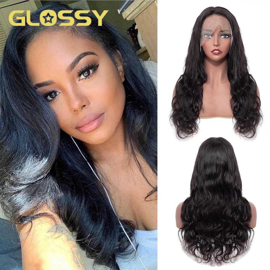 

GLOSSY T Part 13*1 Human Hair Wigs Body Wave Pre Plucked Lace Front Human Hair Wigs Brazilian Remy Frontal Wig For Black Women
