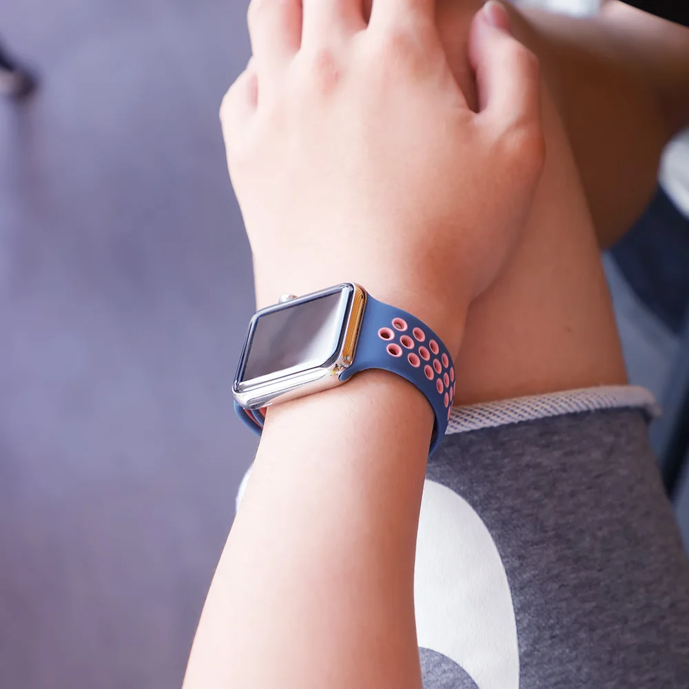 Спортивный ремешок для apple watch band 4 5 42 мм/38 мм iwatch band 44 мм/40 мм ремешок силиконовый браслет дышащий ремешок для часов серии 5 4 3 2