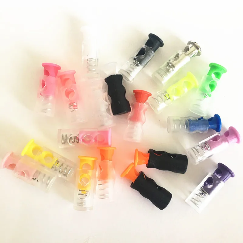 10Pcs Plastic Double color Toggle Spring Clasp Stopper 2-Hole String Cord Locks | Дом и сад