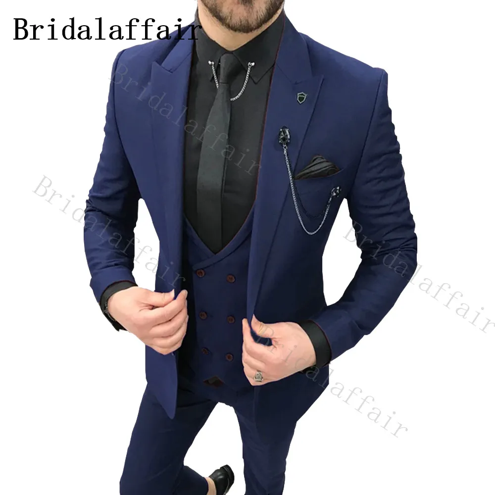 Bridalaffair темно синие костюмы 3 предмета деловые вечерние лучшие мужские блейзеры