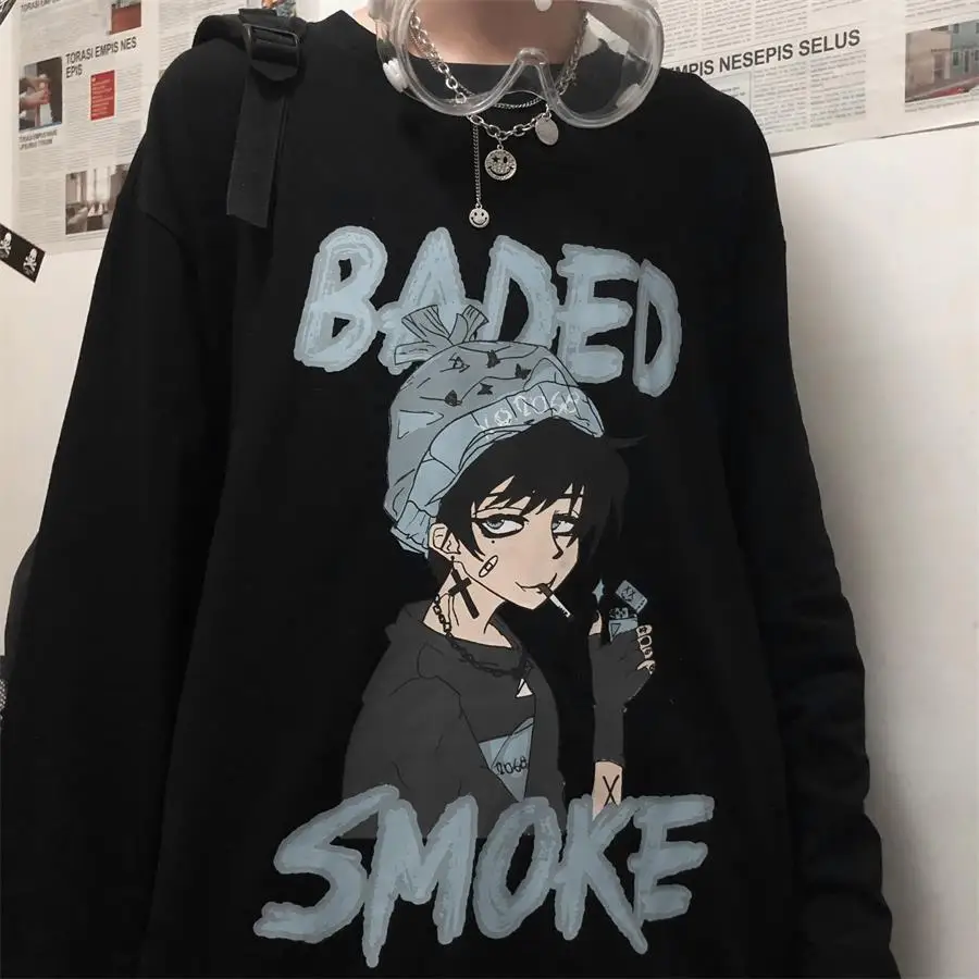 

The latest ladies and men's hooded sweater couple velvet graffiti hooded sweater pullover oversized Harajuku casual loose street