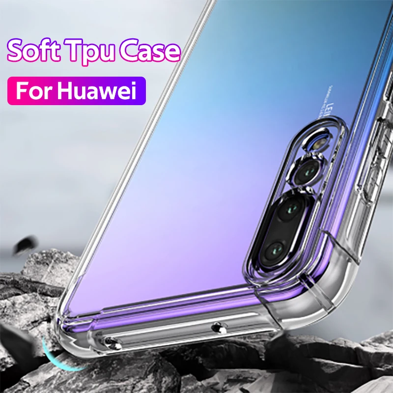 Summfish Full Shockproof Clear Silicone Case For Huawei Mate 10 30 Pro P40 Soft TPU Phone Cover case Honor 9A 8X 7X | Мобильные
