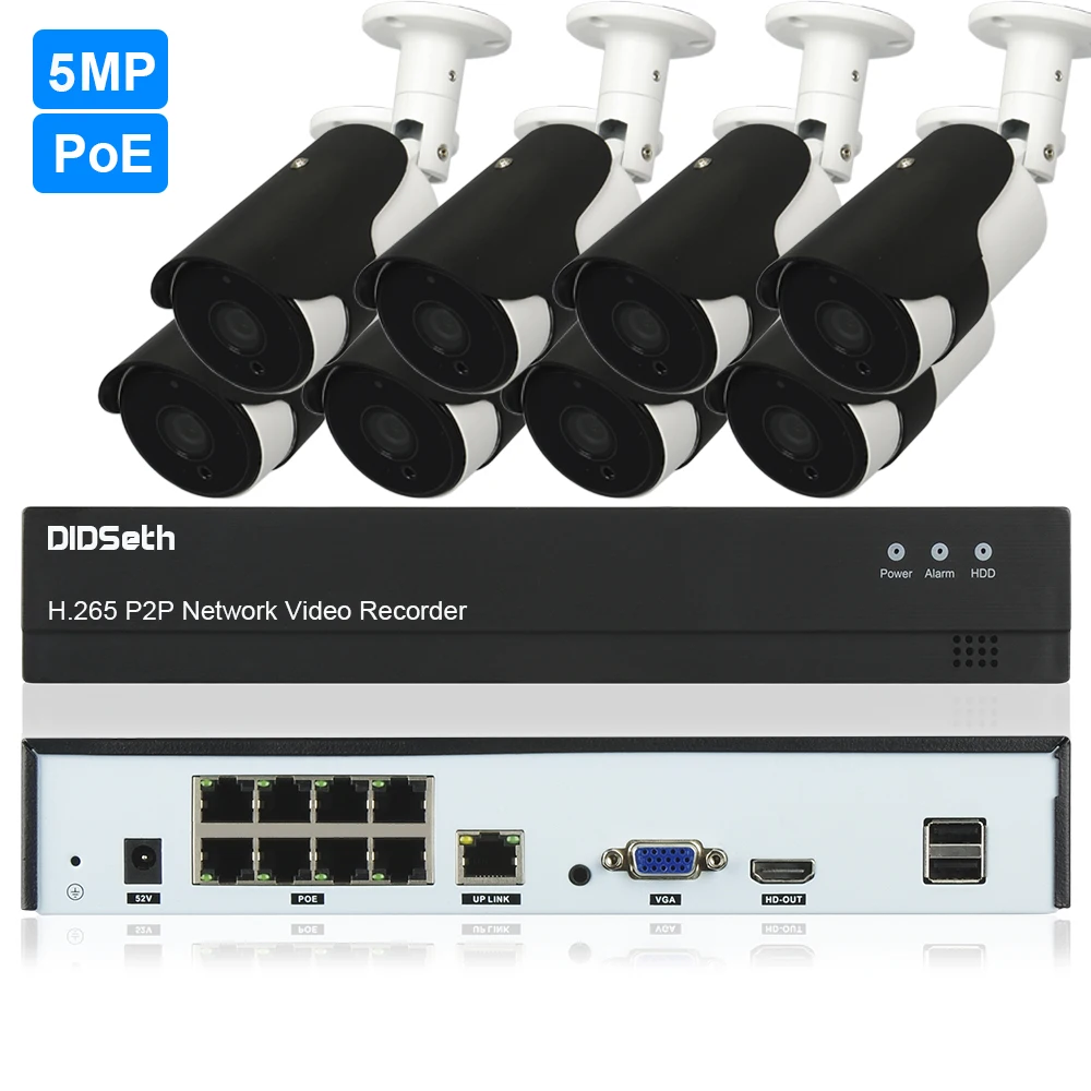 DIDSeth 8CH 5MP беспроводной POE NVR комплекты камеры безопасности системы 8 шт. IP66