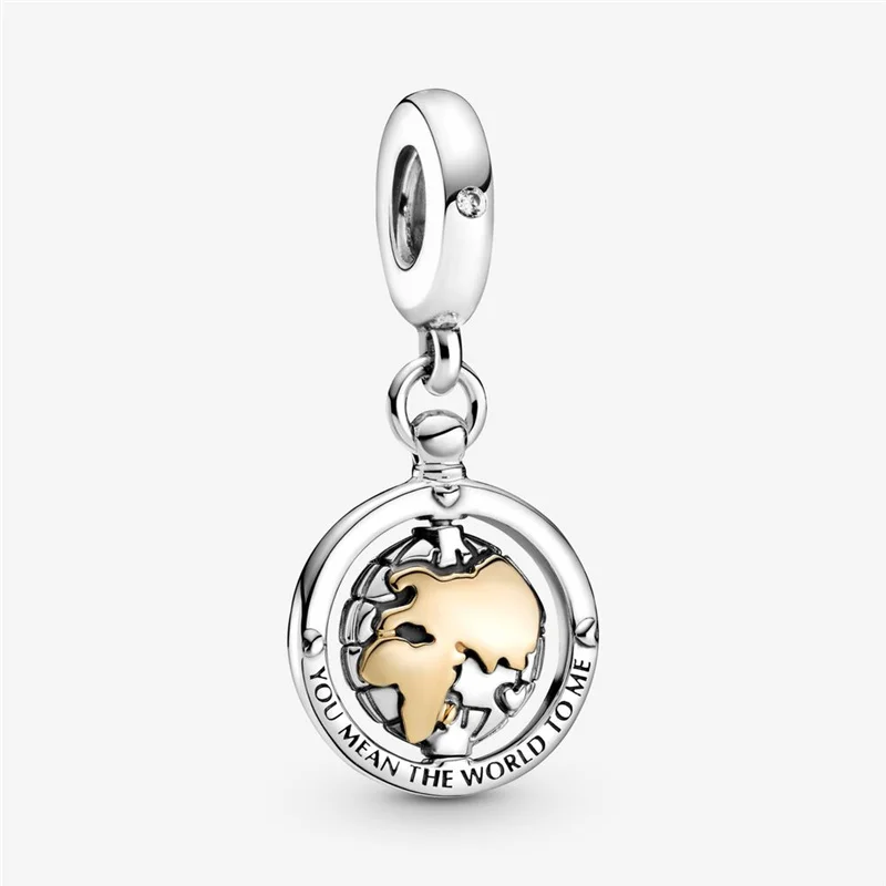 

2021New S925 Sterling Silver Rotating Earth Pendant Charm Fit Original 3mm Bracelet&Bangle Making Fashion DIY Jewelry For Women