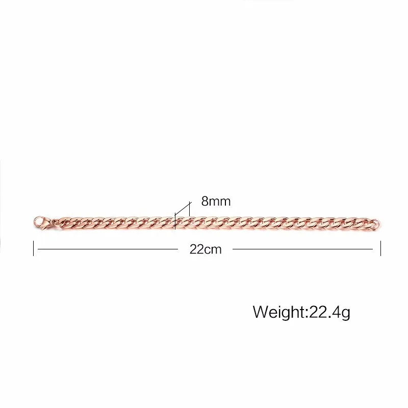 8 мм для мужчин s розовое золото Тон нержавеющая сталь Майами Снаряженная
