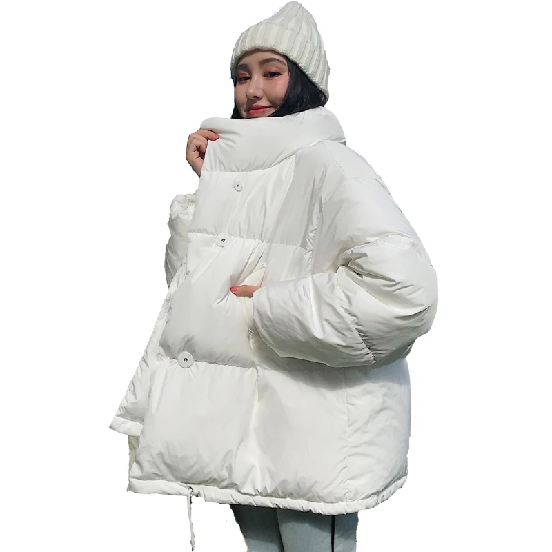 

2021 Winter Autumn Women Down Jacket Loose Cotton Parka Female Stand Collar Candy Colored Clothing Short Winter Coats