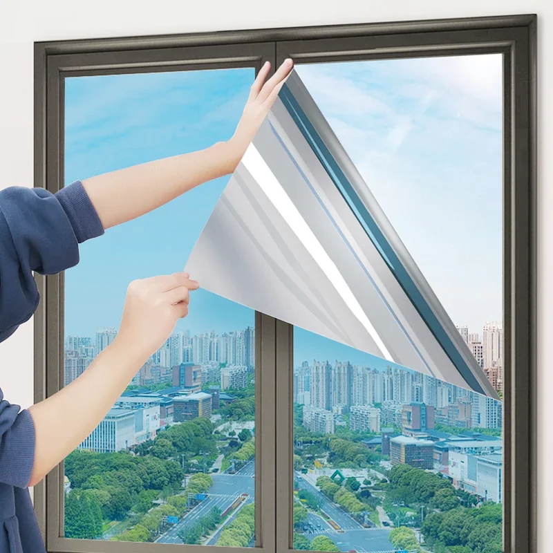 Односторонняя зеркальная пленка для окон витражная Солнцезащитная