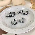 Женские круглые серьги-кольца, черно-белые серьги из акрила и ацетата, с большим узором из уксусной кислоты, в Корейском стиле