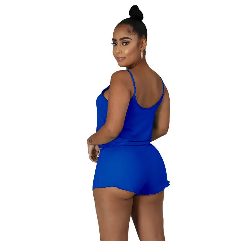 

SSEURAT Women's Suit Fashion Casual Solid Color Sleeveless Top and Shorts 2 Piece Set New Summer Sportswear Casual Suit