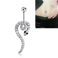 retail snake belly button ring fashion lady body piercing navel ring jewelry belly bar 14g 316l surgical steel bar nickel free