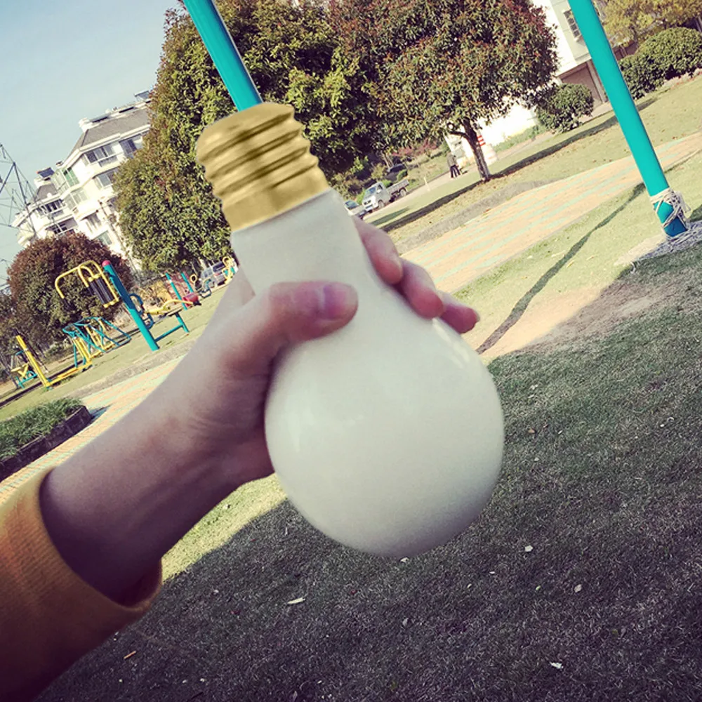 New Summer LED Glowing Bulb Water Bottle Brief Cute Milk Juice Light Bulbs Cup Leak-proof Silver Gold Plastic Creative | Дом и сад