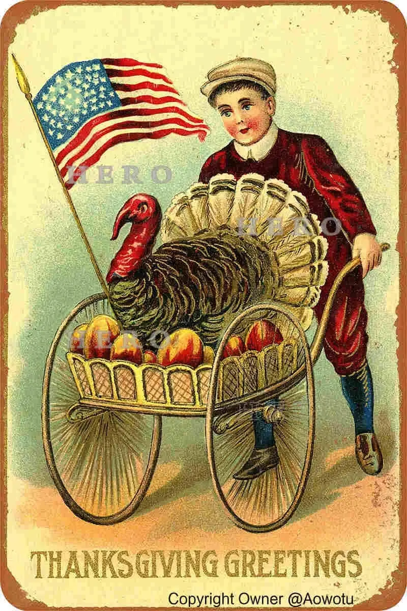 

Thanksgiving Turkey (1) Vintage Tin Sign Prevent Glare Plaque not Rusted Iron Painting Aluminum Metal Retro Art Personalized Pos
