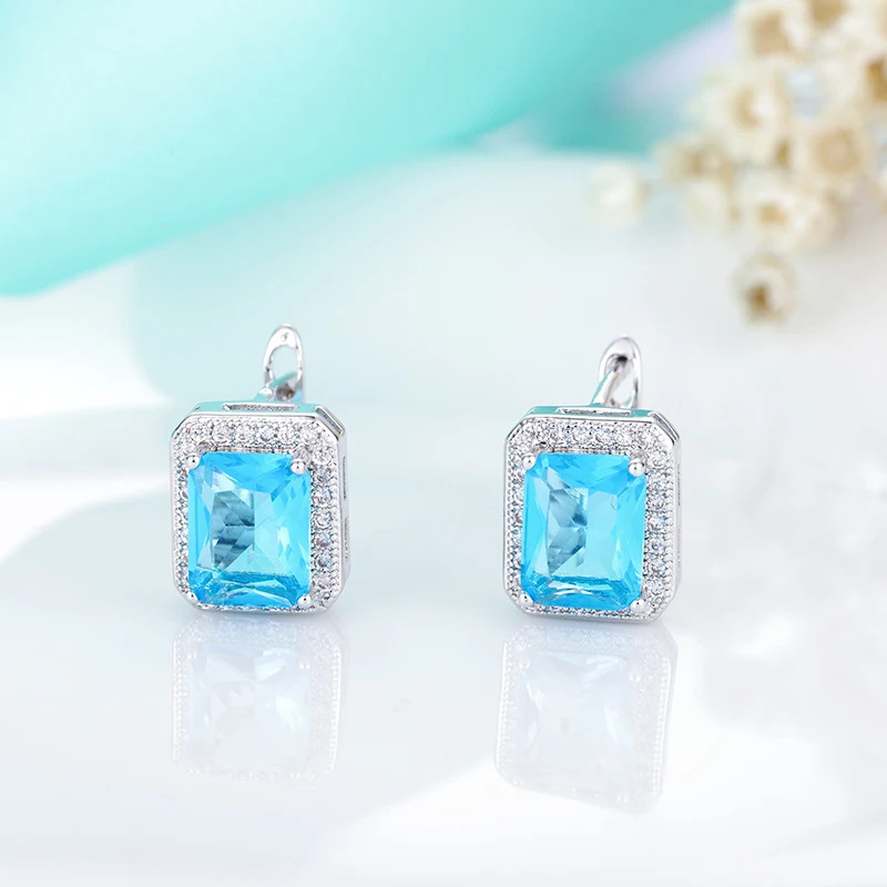 1-silver Женские квадратные серьги-подвески MAIKALE, висячие серьги золотистого/серебристого цвета с разноцветным фианитом, модные ювелирные изделия для подарка - Окраска металла: 1-silver