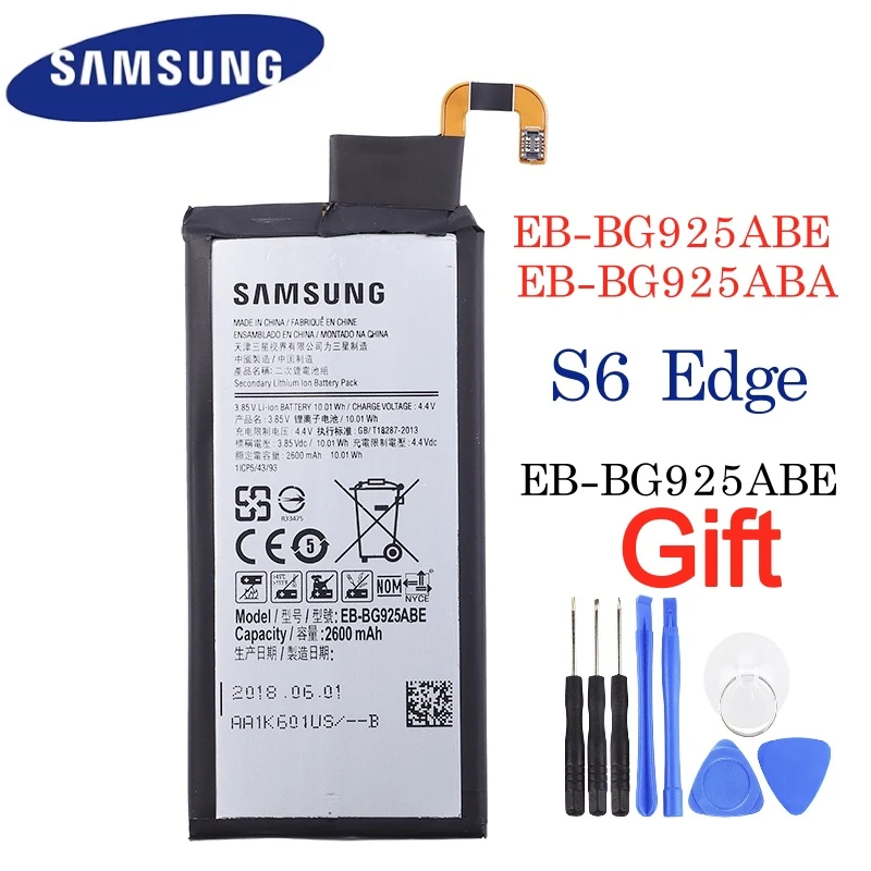SAMSUNG оригинальная EB BG925ABE BG925ABA 2600 мА/ч батарея для Samsung Galaxy S6 край G9250 G925 G925FQ G925F G925S