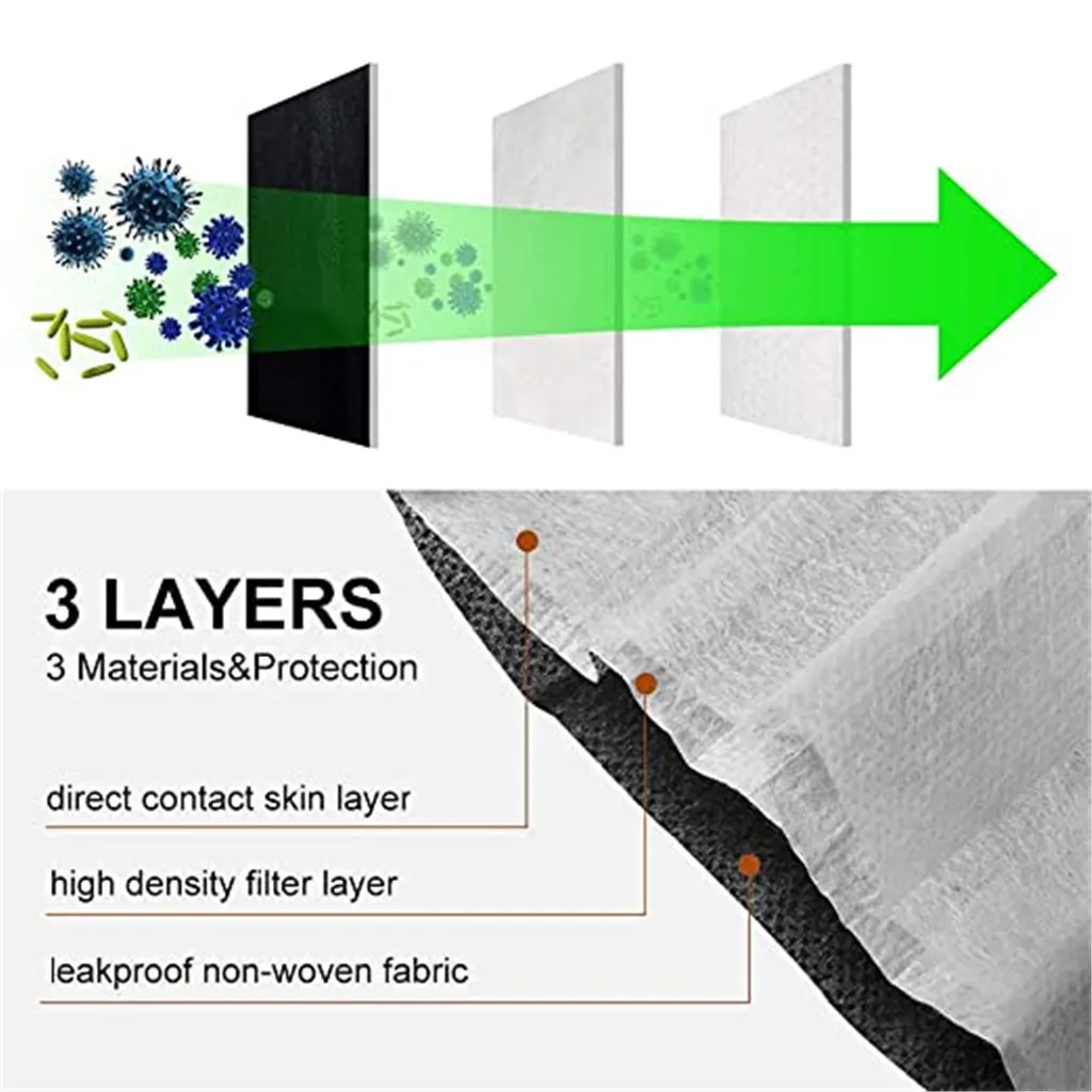 

50PCS Disposable Mask Face Mask Black Face Mask 3 Filter against Droplet Mouth Mask Filtration Cotton Masks Anti-Dust #W