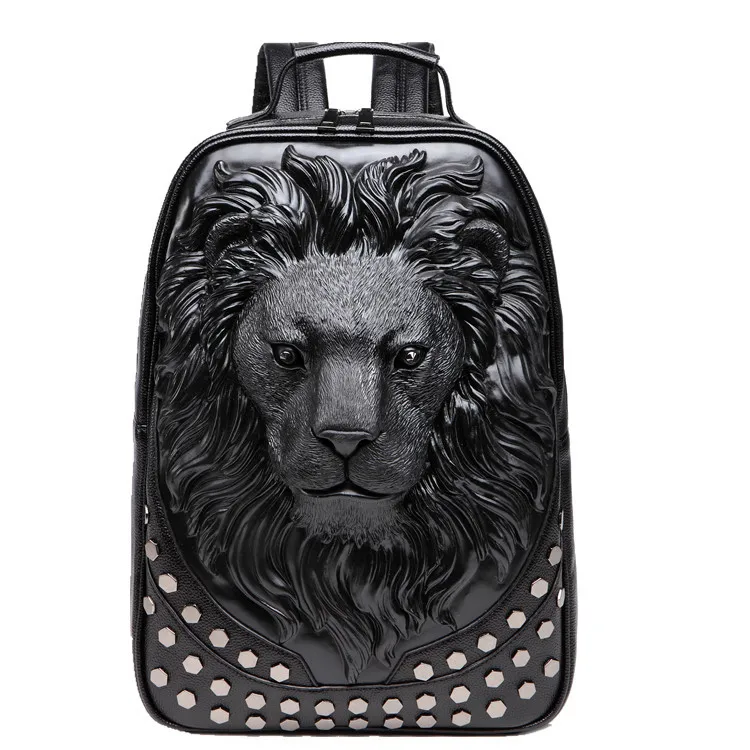 Backpack male European and American fashion personality rivet creative lion computer backpack