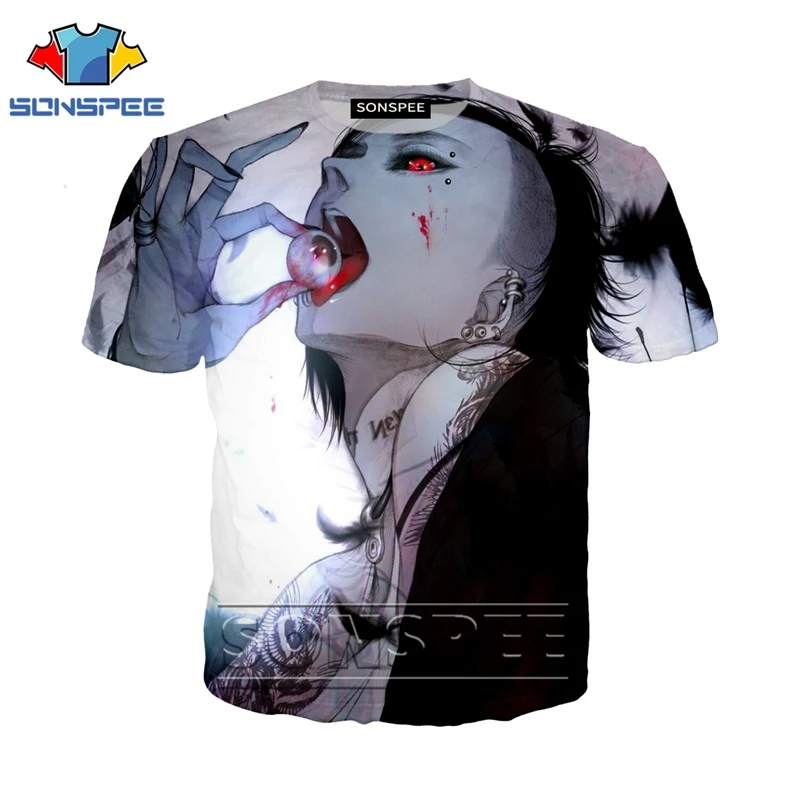 Футболка с 3D принтом аниме уличная одежда футболка героями мультфильмов tokyo ghoul uta